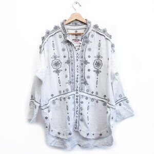 Johnny Was Embroidered Button Down Long Sleeves Top